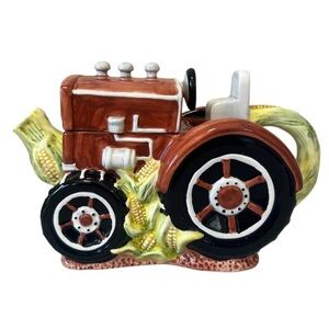 Jay Imports Red Tractor with Corn Tea Pot